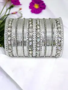 leshya Set of 32 Brass-Plated Kundan-Studded Bangles