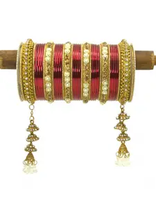 leshya  Set Of 76 Brass Plated Stone Studded Bangles