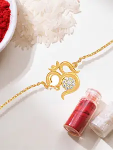 Zavya 925 Sterling Silver Om Cubic Zirconia Studded Brother Rakhi Bracelet