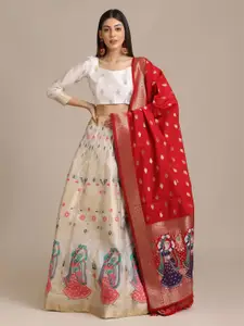 KALINI Printed Semi-Stitched Lehenga & Unstitched Blouse With Dupatta