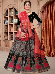 KALINI Printed Semi-Stitched Lehenga & Unstitched Blouse With Dupatta