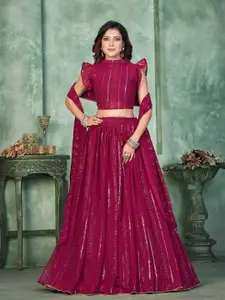 KALINI Embellished Sequinned Semi-Stitched Lehenga & Unstitched Blouse With Dupatta