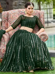 KALINI Embellished Semi-Stitched Lehenga & Unstitched Blouse With Dupatta