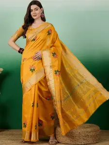 SERONA FABRICS Ethnic Motifs Embroidered Zari Banarasi Saree