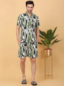 Sweet Dreams White & Black Shirt Collar Printed Shirt With Shorts Co-Ords