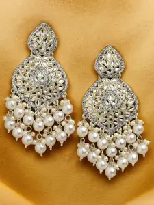 OOMPH Floral Kundan Drop Earrings