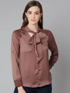 Purple State Women Tie-Up Neck Shirt Style Top