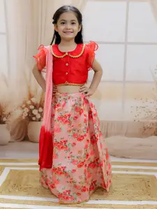 BownBee Girls Embellished Ready to Wear Lehenga & Blouse With Dupatta