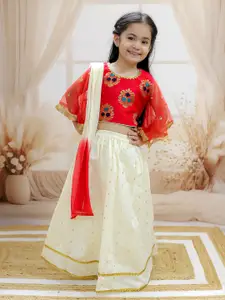 BownBee Girls Embellished Sequinned Ready to Wear Lehenga & Blouse With Dupatta