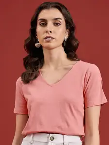 all about you Women Solid V-Neck T-shirt