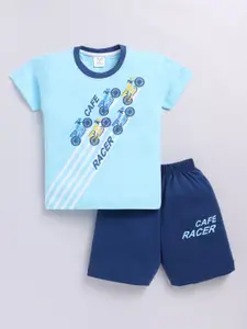 Todd N Teen Boys Printed Pure Cotton T-shirt With Shorts