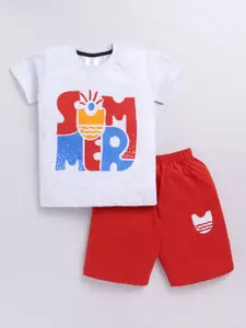 Todd N Teen Boys Printed Pure Cotton T-shirt With Shorts