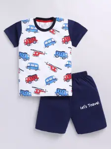 Todd N Teen Boys Printed Pure Cotton T-shirt With Shorts
