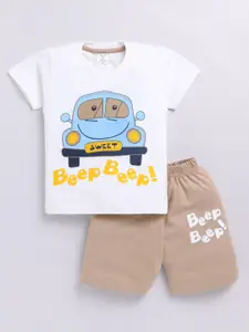 Todd N Teen Boys Printed Pure Cotton T-shirt With Shorts