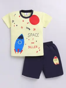 Todd N Teen Boys Printed Pure Cotton T-shirt With Shorts