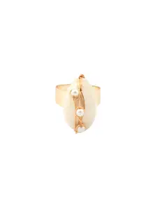 D'oro Gold-Plated Sea Shells Finger Ring