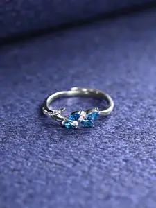 Clara 92.5 Sterling Silver Platinum-Plated CZ Studded Finger Ring