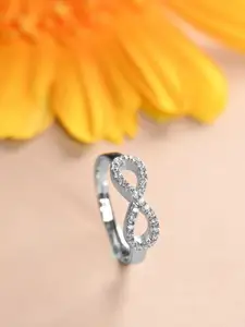 Clara 925 Sterling Silver Infinity Cubic Zirconia Studded Adjustable Finger Ring