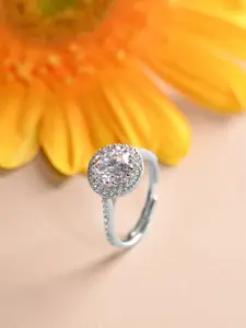 Clara Platinum-plated Cubic Zirconia stone-studded Adjustable Finger Ring