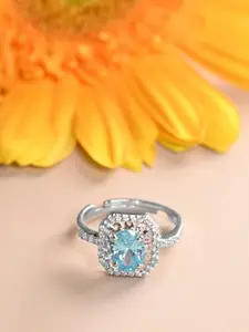 Clara 925 Sterling Silver & Cubic Zirconia Studded Finger Ring