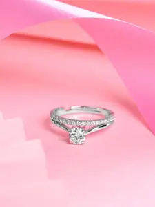 Clara 925 Platinum-Plated CZ Studded Finger Ring