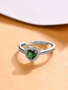 Clara Platinum-Plated CZ Stone Studded Finger Ring