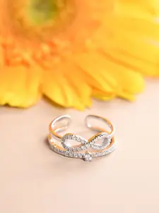 Clara 925 Platinum-Plated CZ Studded Finger Ring