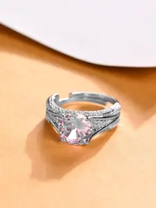 Clara 925 Platinum-Plated CZ Studded Finger Ring