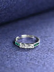 Clara 925 Sterling Silver Platinum Plated CZ Studded Ring