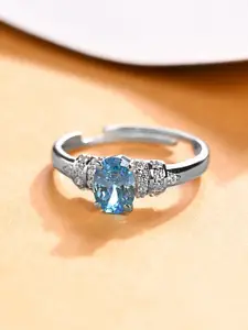 Clara 925 Platinum-Plated CZ Studded Finger Ring