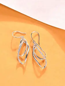 Clara Rhodium-Plated 925 Silver Cubic Zirconia-Studded Contemporary Drop Earrings