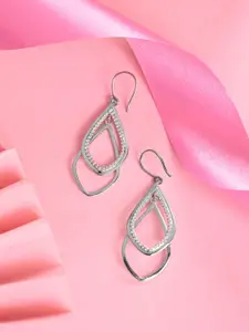 Clara 925 Sterling Silver Rhodium Plated Contemporary Cubic Zirconia Hoop Earrings