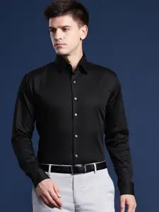Hancock Men Solid Wrinkle Resistant Stretchable Slim Fit Formal Shirt