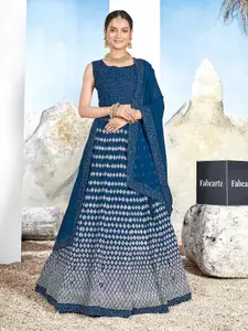 Fabcartz Embellished Silk Georgette Semi-Stitched Lehenga & Blouse With Dupatta