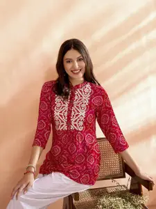 Anouk Bandhani Printed Mirror Work Short Kurti