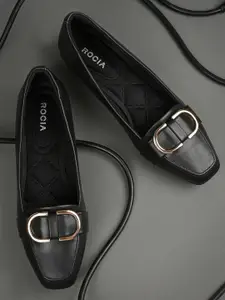 Rocia Square Toe Buckled Block Pumps Heels