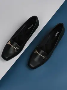 Rocia Textured Round Toe Western - Embellished Block Pumps