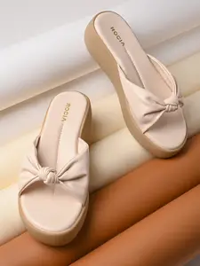 Rocia Textured Knotted Platforms with Bows Pumps Heels