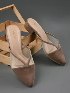 Rocia Pointed Toe Suede Block Heeled Pumps