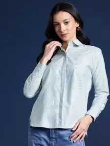 Hancock Women Candy Striped Wrinkle Resistant Boyfriend Fit Formal Shirt