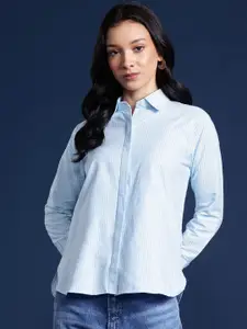 Hancock Women Candy Striped Wrinkle Resistant Boyfriend Fit Formal Shirt