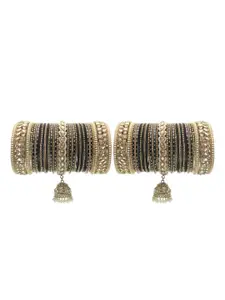 leshya Set Of 70 Brass-Plated Stones Studded & Beads  Bangles