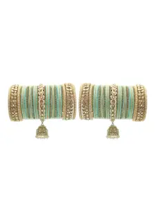 leshya Set Of 70 Brass Plated Stone-Studded Bangles