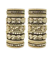 leshya Set Of 30 Brass Plated Stone Studded Bangles