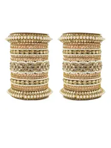 leshya Set Of 50 Brass-Plated Kundan Studded Bangles