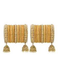 leshya Set Of 50 Brass Plating & Stone-Studded Bangles