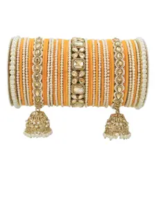 leshya Set Of 78 Brass Plated Kundan Studded & Beaded Bangles