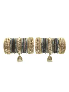 leshya Set Of 70 Brass-Plated Stone-Studded Bangles