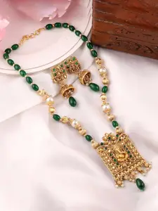 MANSIYAORANGE Gold-Plated Stone-Studded & Beaded Necklace Set