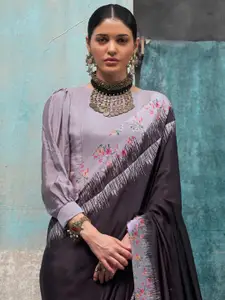 Saree mall Floral Poly Crepe Sarees